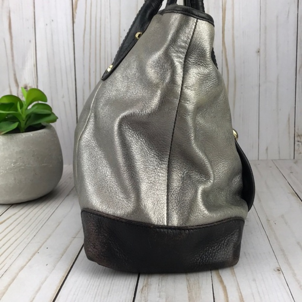 ♥️SOLD♥️B. Makowsky Blk/Gray Leather Bag - Picture 3 of 8